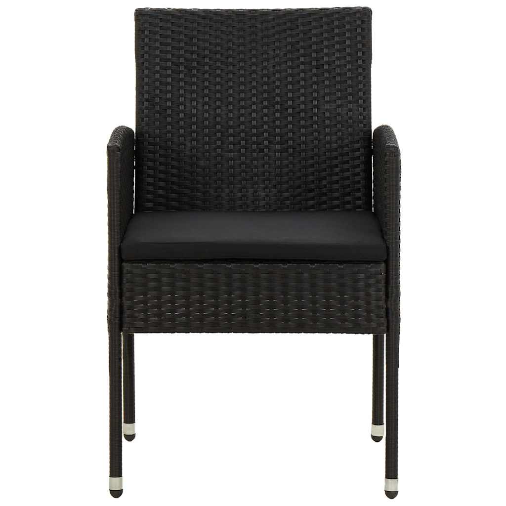 Set da Pranzo per Esterni 5 pz in Polyrattan Nero