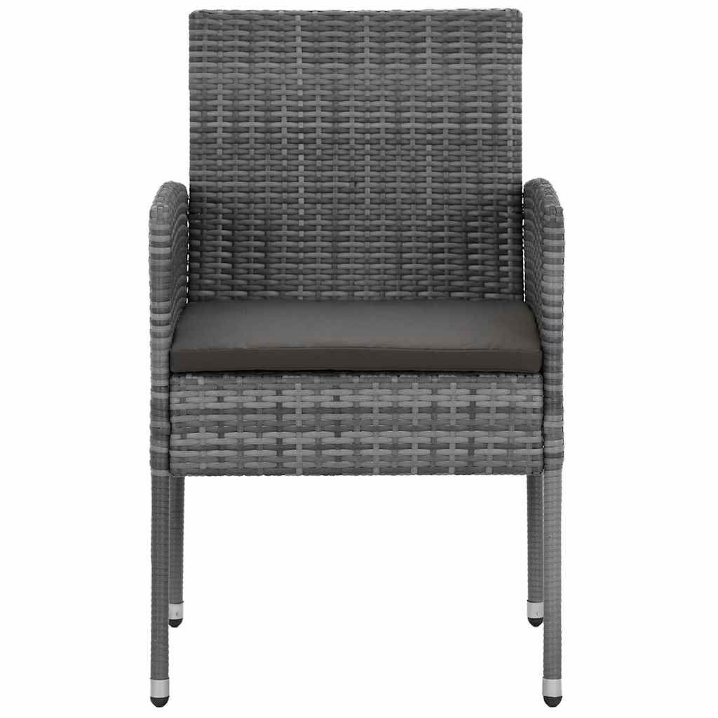 Set da Pranzo per Esterni 5 pz in Polyrattan Grigio