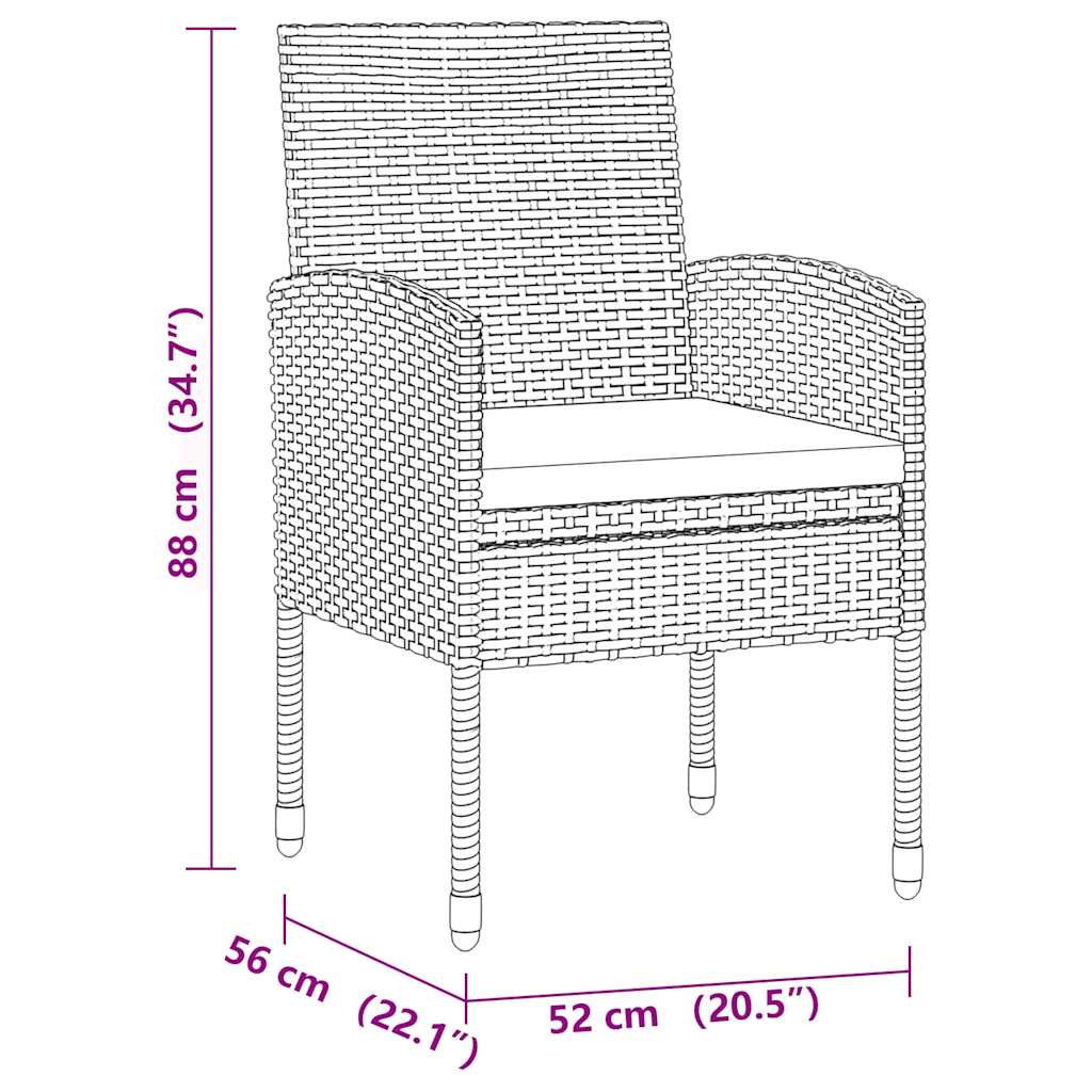 Set da Pranzo per Esterni 5 pz in Polyrattan Grigio