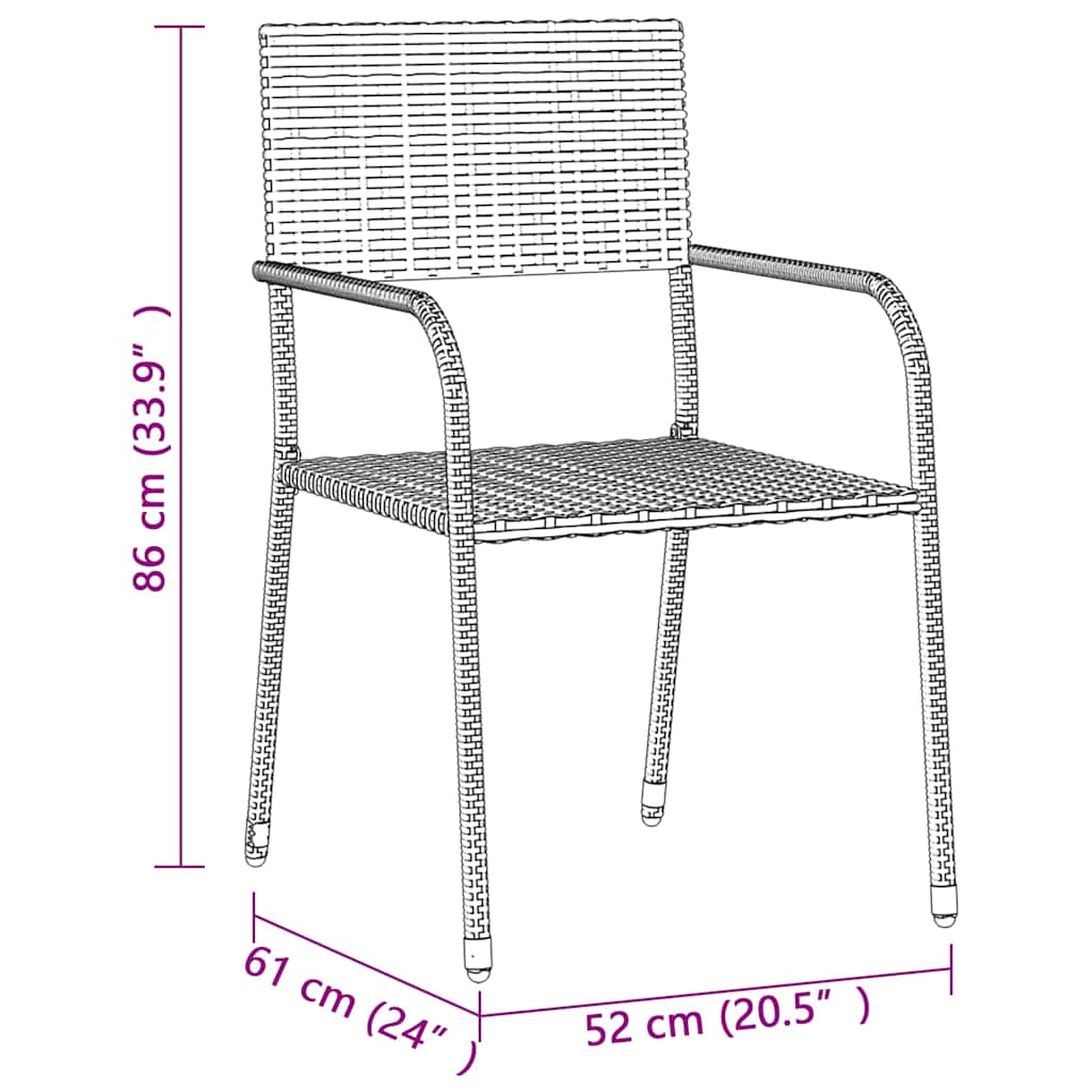 Set da Pranzo per Esterni 9 pz in Polyrattan Nero
