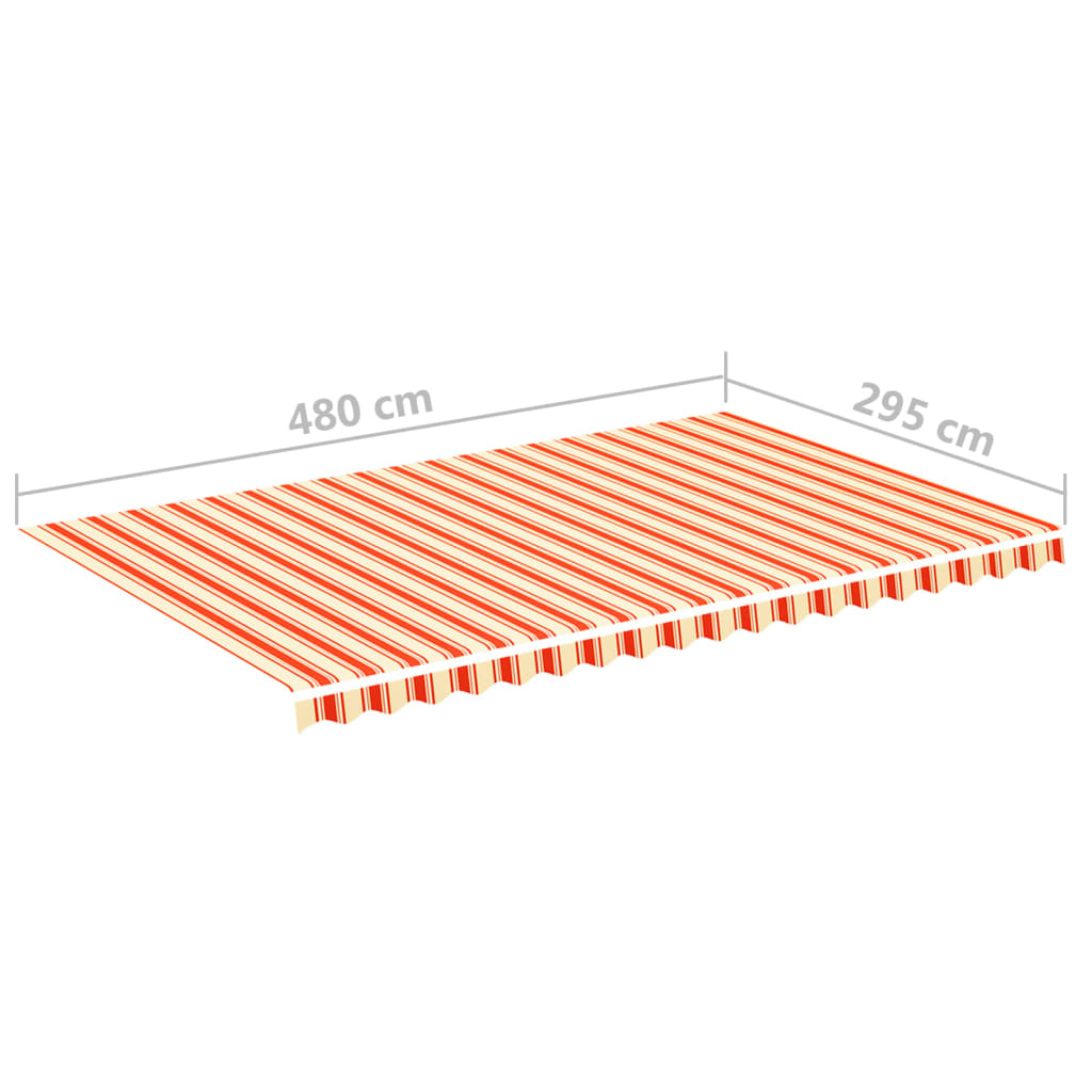 Tessuto di Ricambio per Tenda da Sole Giallo e Arancione 500x300 cm Poliestere.
