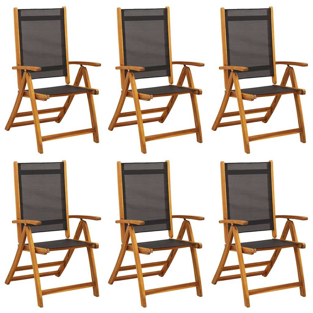 Sedie Pieghevoli 6pz Legno Massello Acacia e Textilene