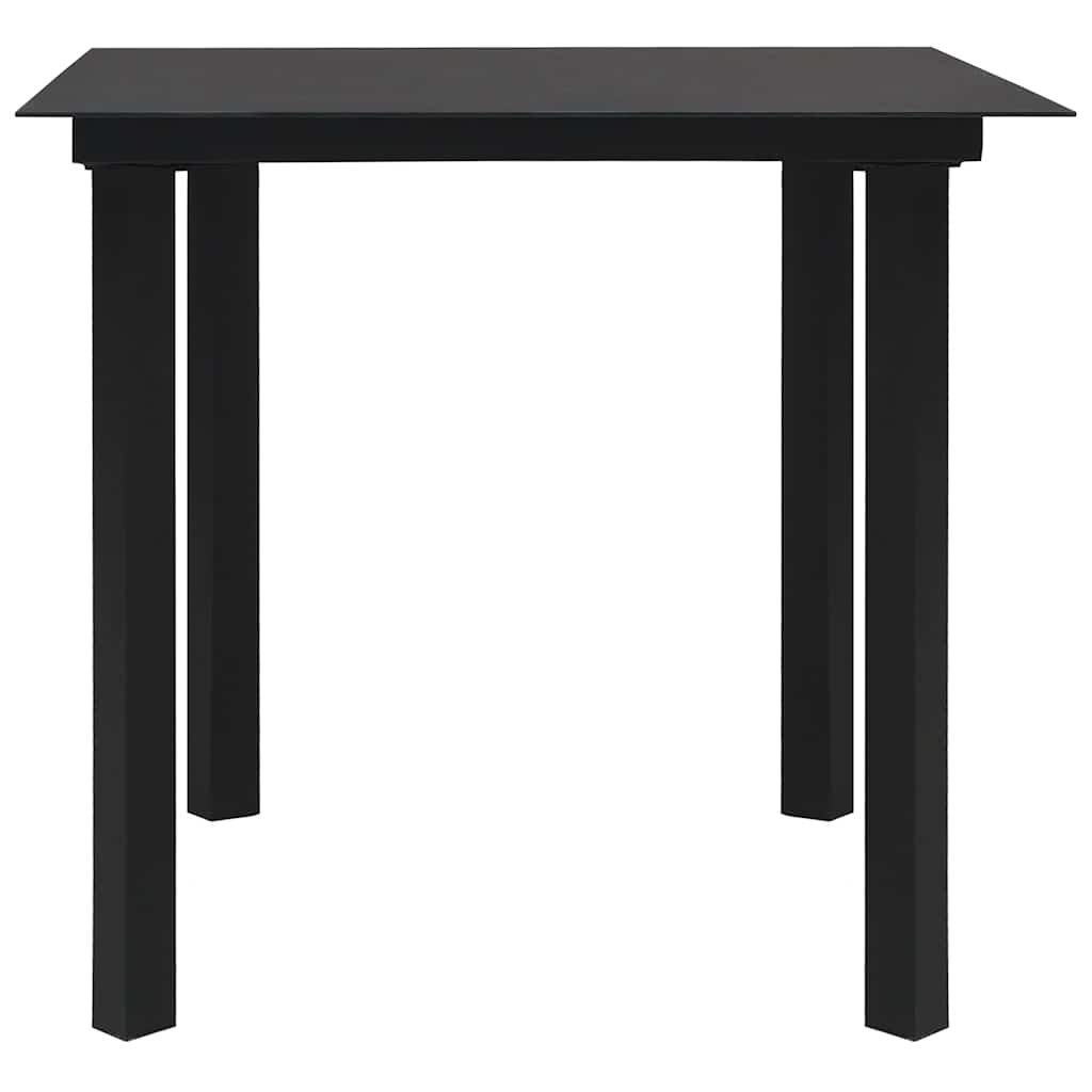 Tavolo da Giardino Nero 80x80x74 cm in Acciaio e Vetro