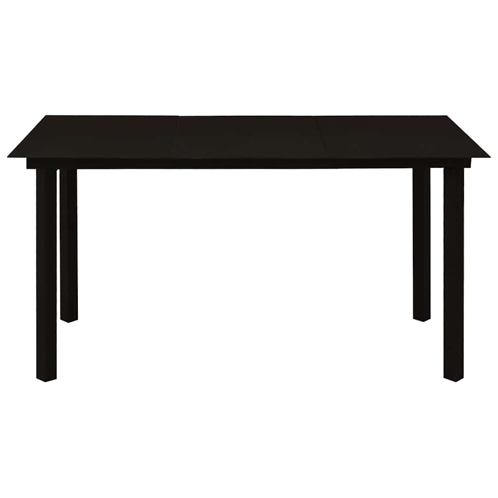 Tavolo da Giardino Nero 150x80x74 cm in Acciaio e Vetro