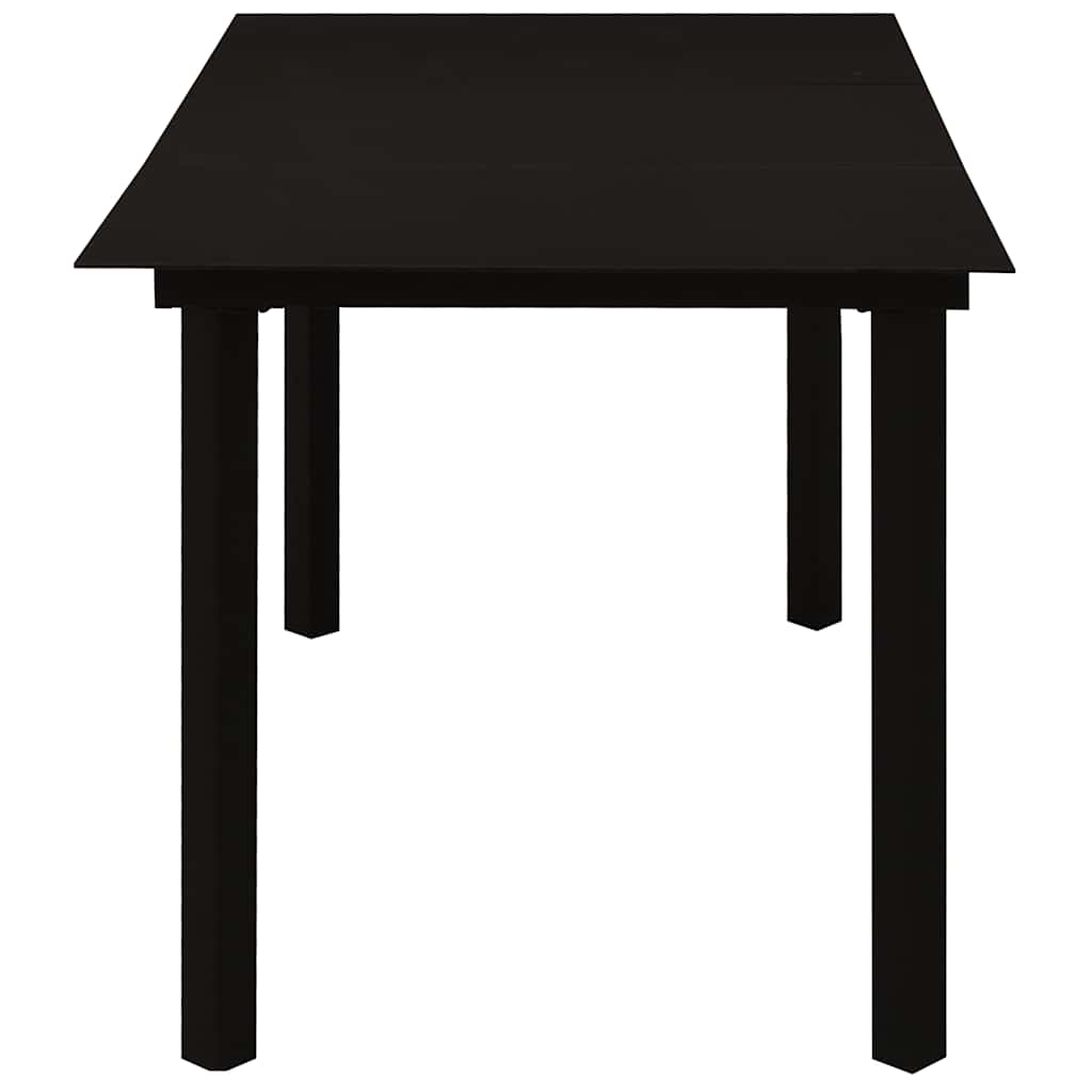 Tavolo da Giardino Nero 150x80x74 cm in Acciaio e Vetro