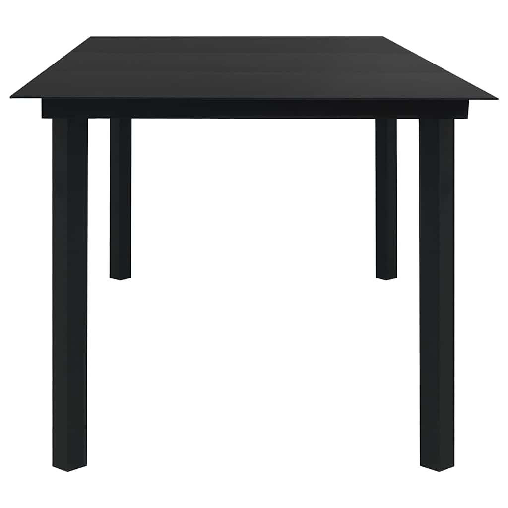 Tavolo da Giardino Nero 190x90x74 cm in Acciaio e Vetro