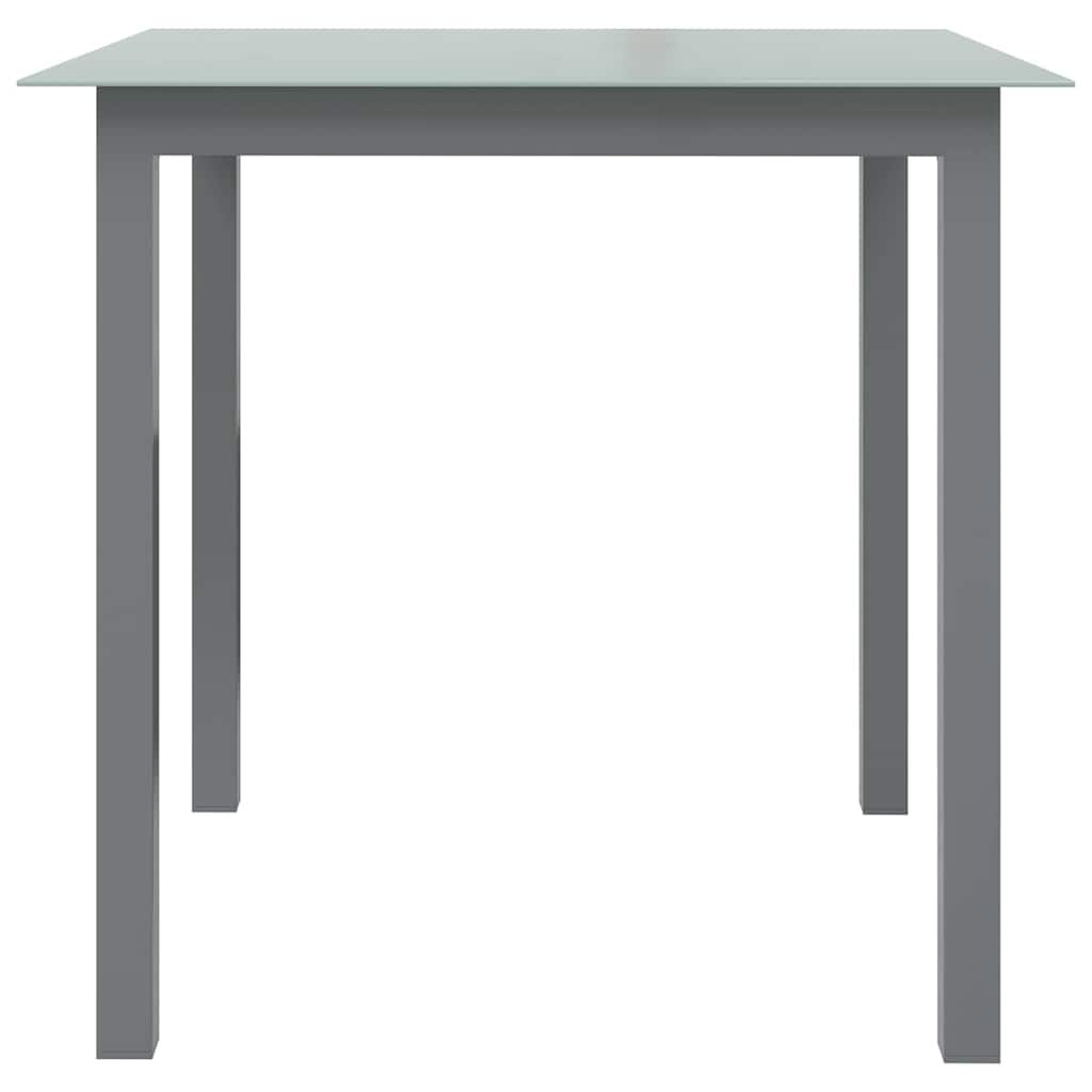 Tavolo da Giardino Antracite 80x80x74 cm in Alluminio e Vetro