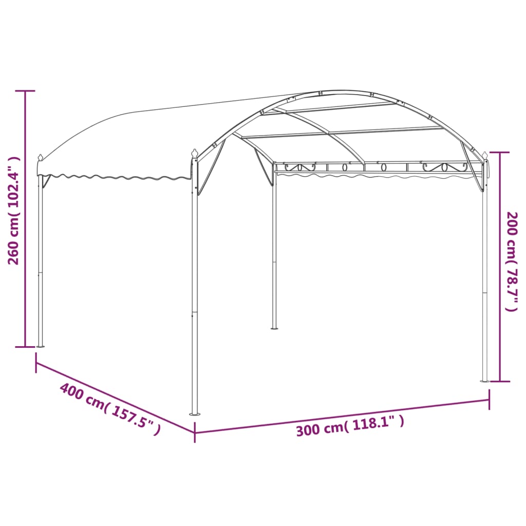 Gazebo 4x3x2,6 m Grigio Talpa 180 g/m²