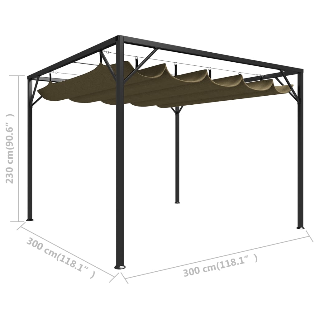 Gazebo da Giardino con Tetto Retrattile 3x3 m Talpa 180 g/m²