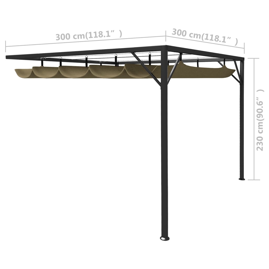 Gazebo da Giardino con Tetto Retrattile 3x3 m Talpa 180 g/m²