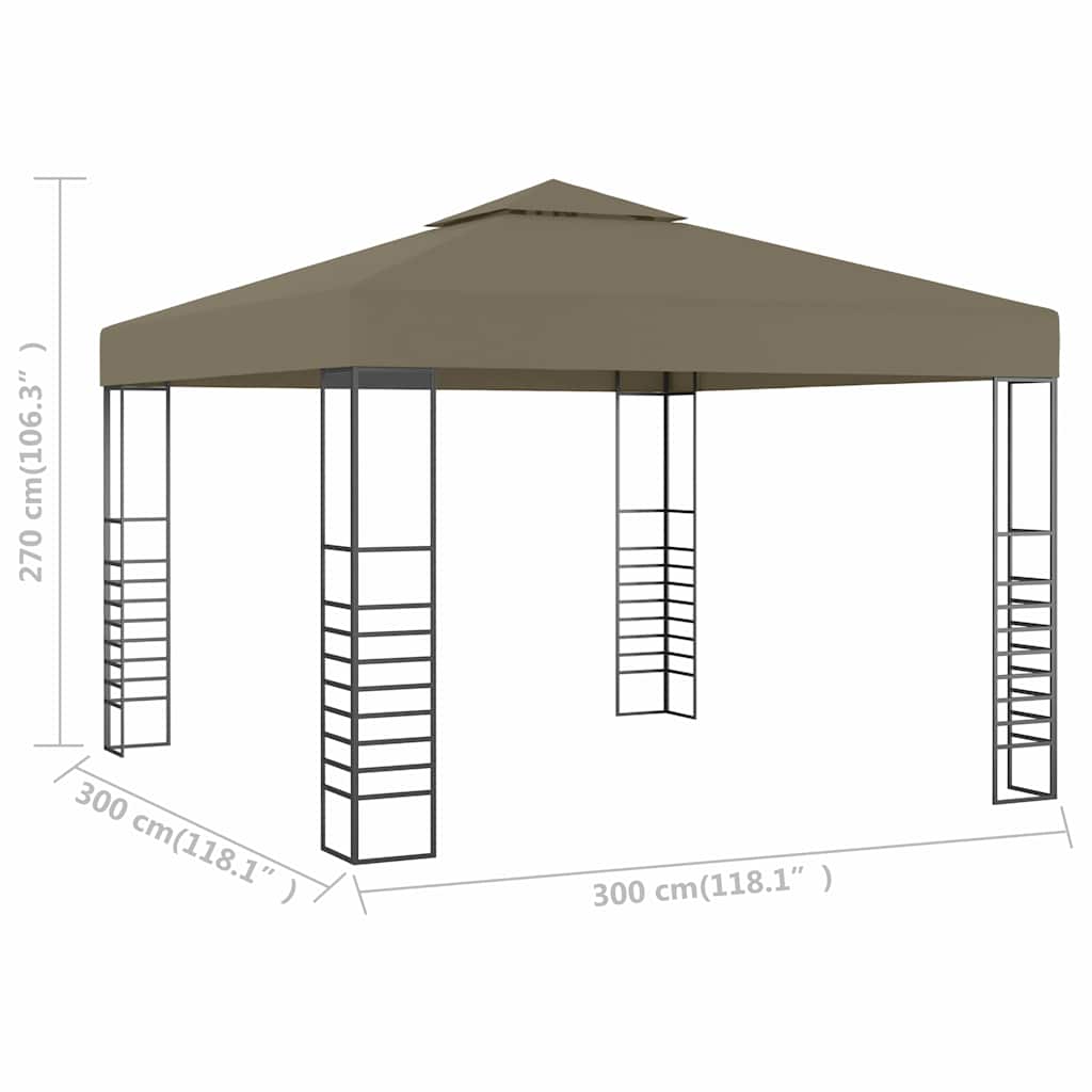 Gazebo da Giardino 3x3 m Grigio Talpa 180 g/m²