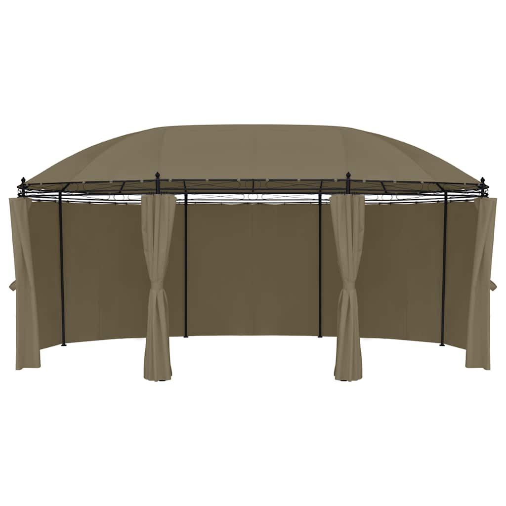 Gazebo con Tende 520x349x255 cm Grigio Talpa 180 g/m²