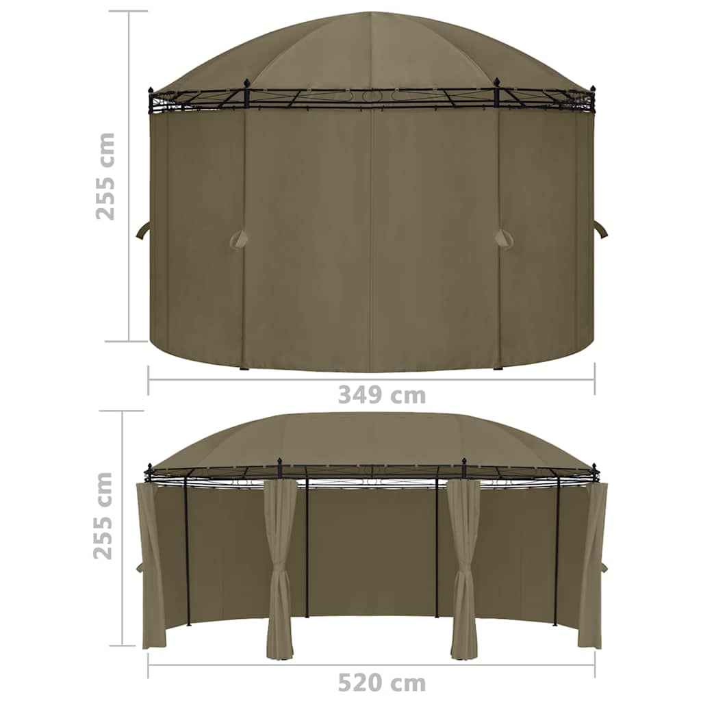 Gazebo con Tende 520x349x255 cm Grigio Talpa 180 g/m²