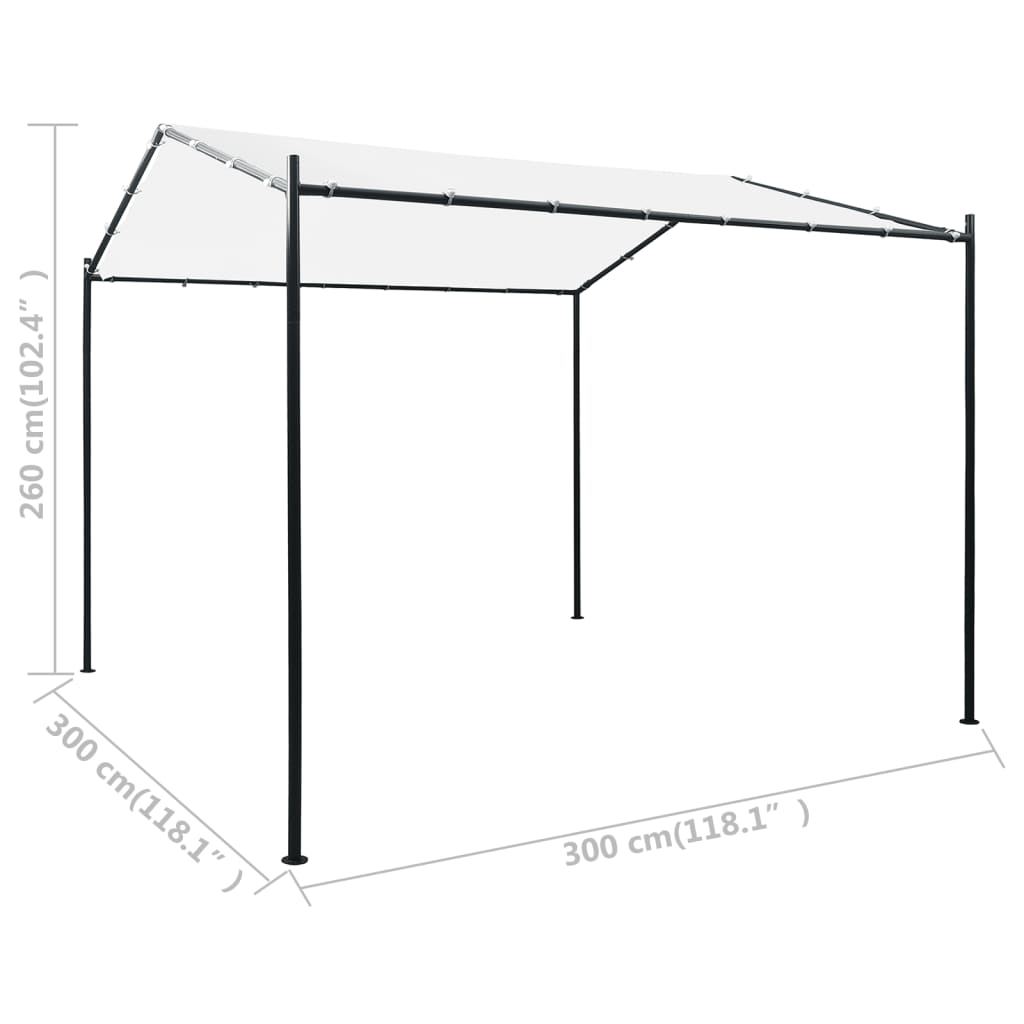 Gazebo da Giardino 3x3x2,6 m Bianco 180 g/m²
