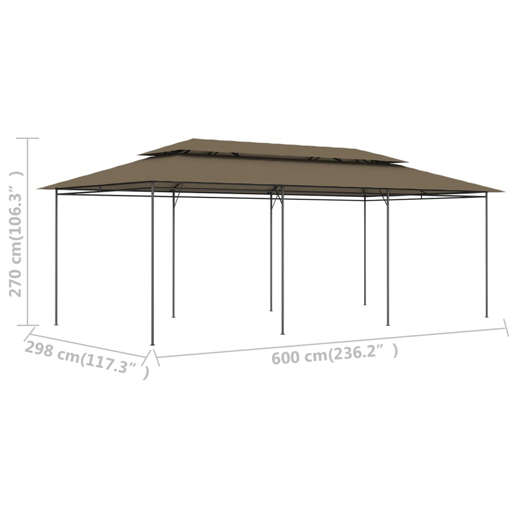 Gazebo 600x298x270 cm Grigio Talpa 180 g/m²