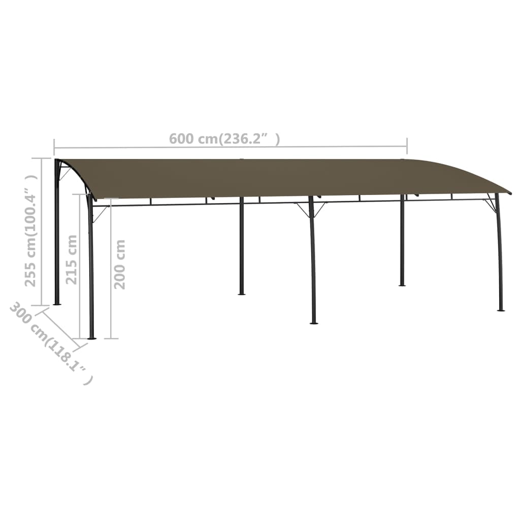 Ombrelloni da sole 6 x 3 x 2,55 m Tortora