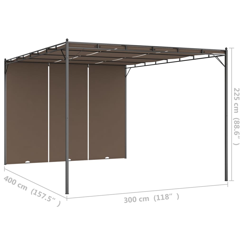 Gazebo da Giardino con Tenda Laterale 4x3x2,25 m Talpa