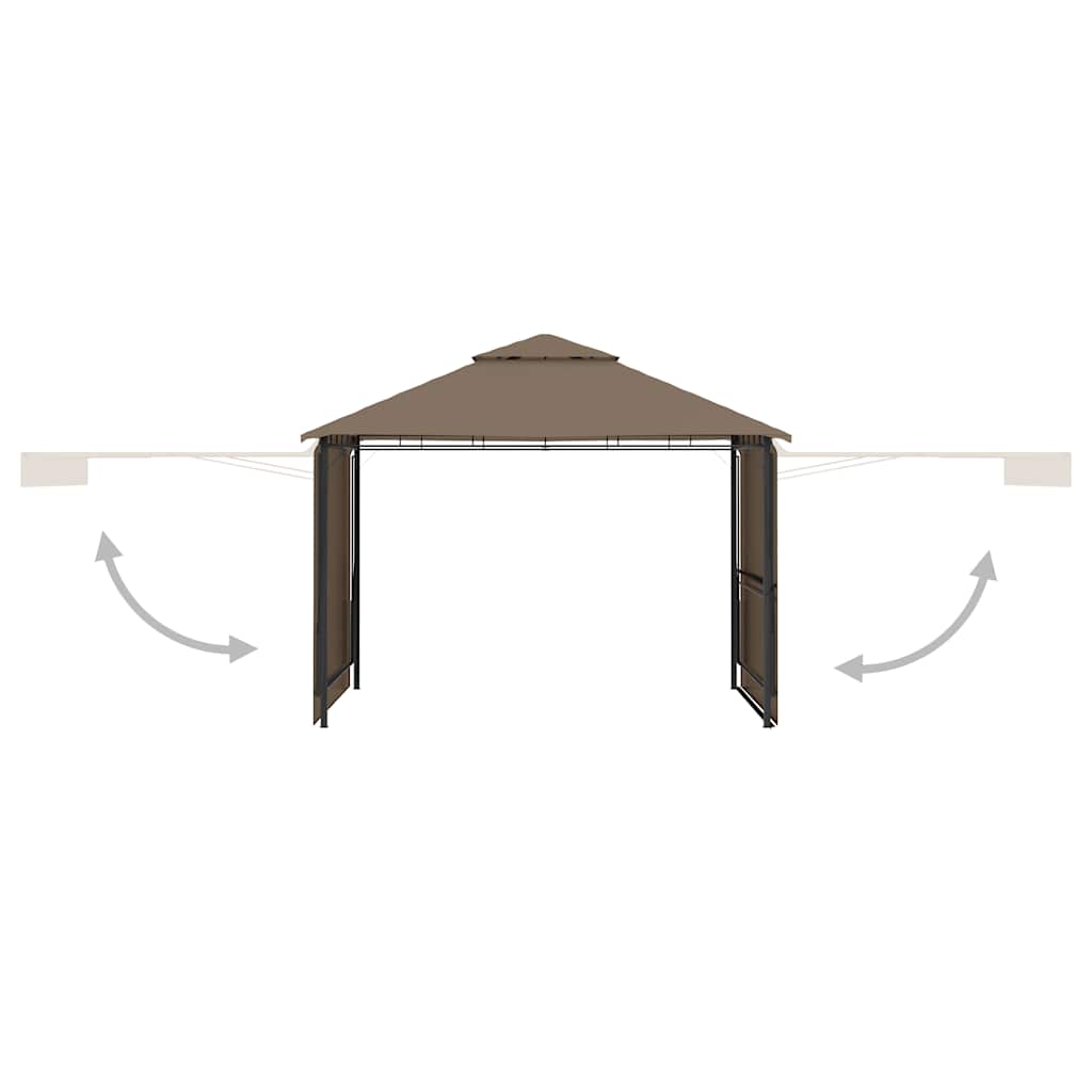 Gazebo Tetto Doppio Estendibile 3x3x2,75m Grigio Talpa 180g/m²