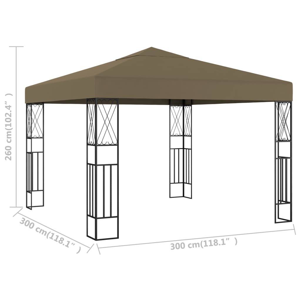 Gazebo 3x3 m Grigio Talpa in Tessuto