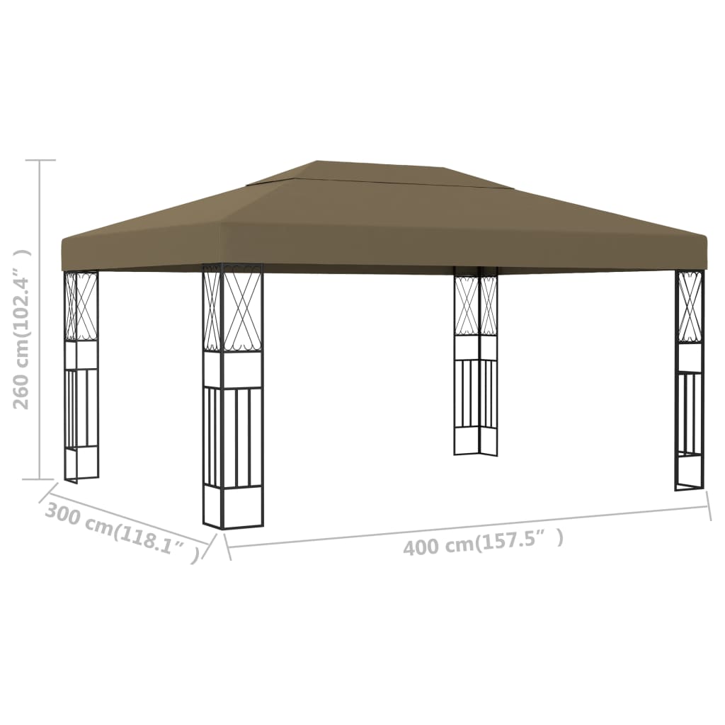 Gazebo 3x4 m Grigio Talpa in Tessuto