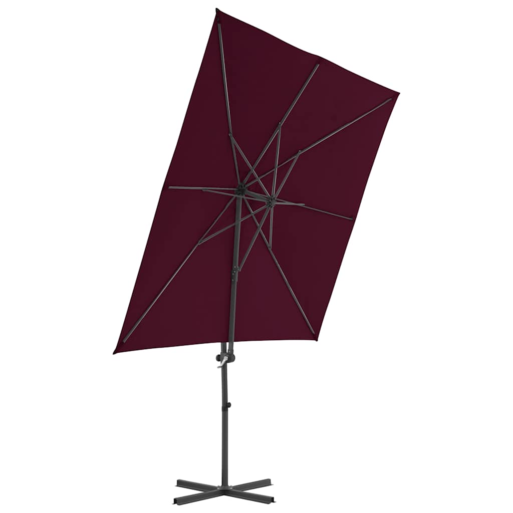 Ombrellone a Sbalzo con Palo in Acciaio 250x250 cm Bordeaux