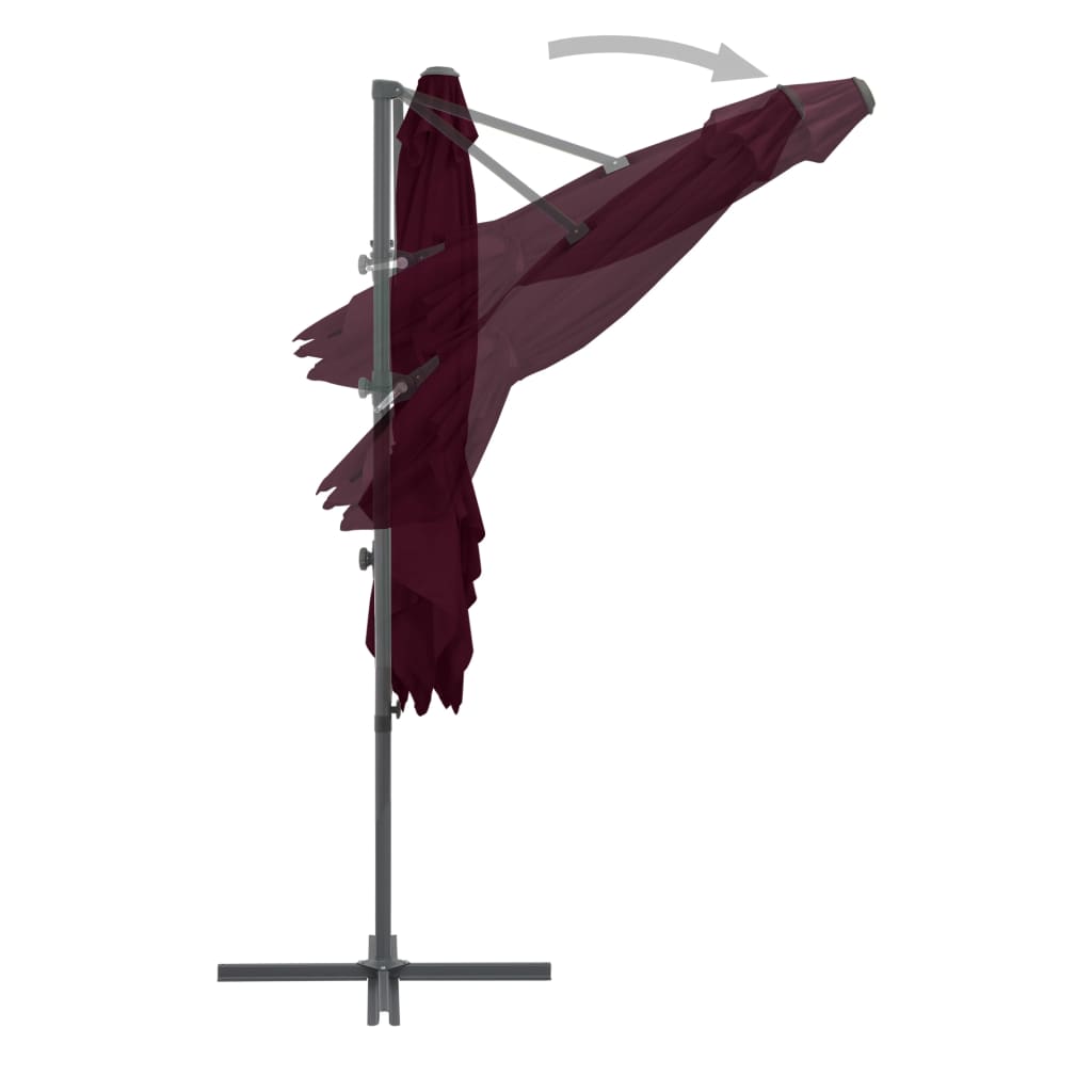 Ombrellone a Sbalzo con Palo in Acciaio 250x250 cm Bordeaux