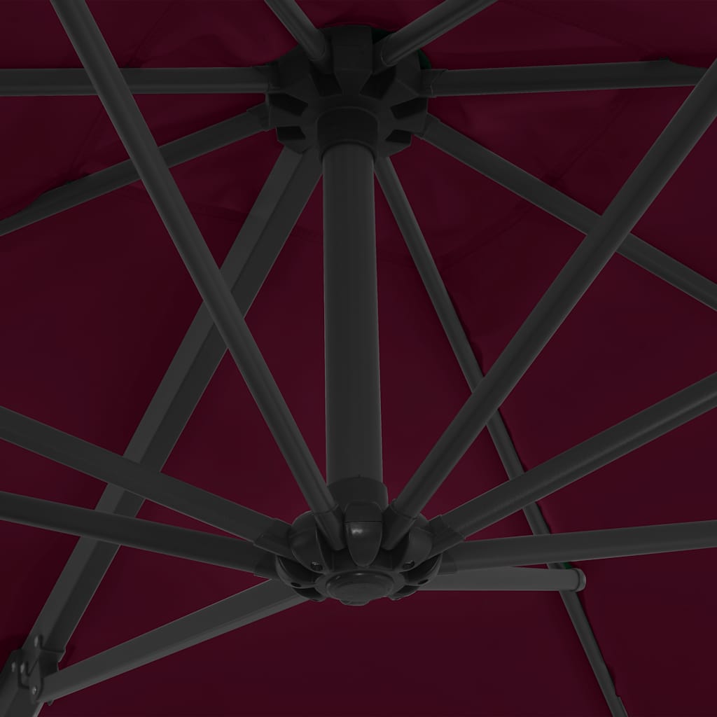 Ombrellone a Sbalzo con Palo in Acciaio 250x250 cm Bordeaux