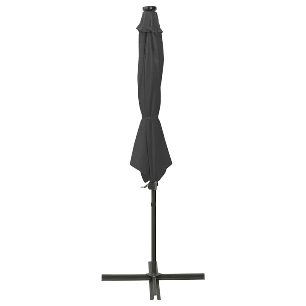 Ombrellone a Sbalzo con Palo e Luci a LED Antracite 300 cm