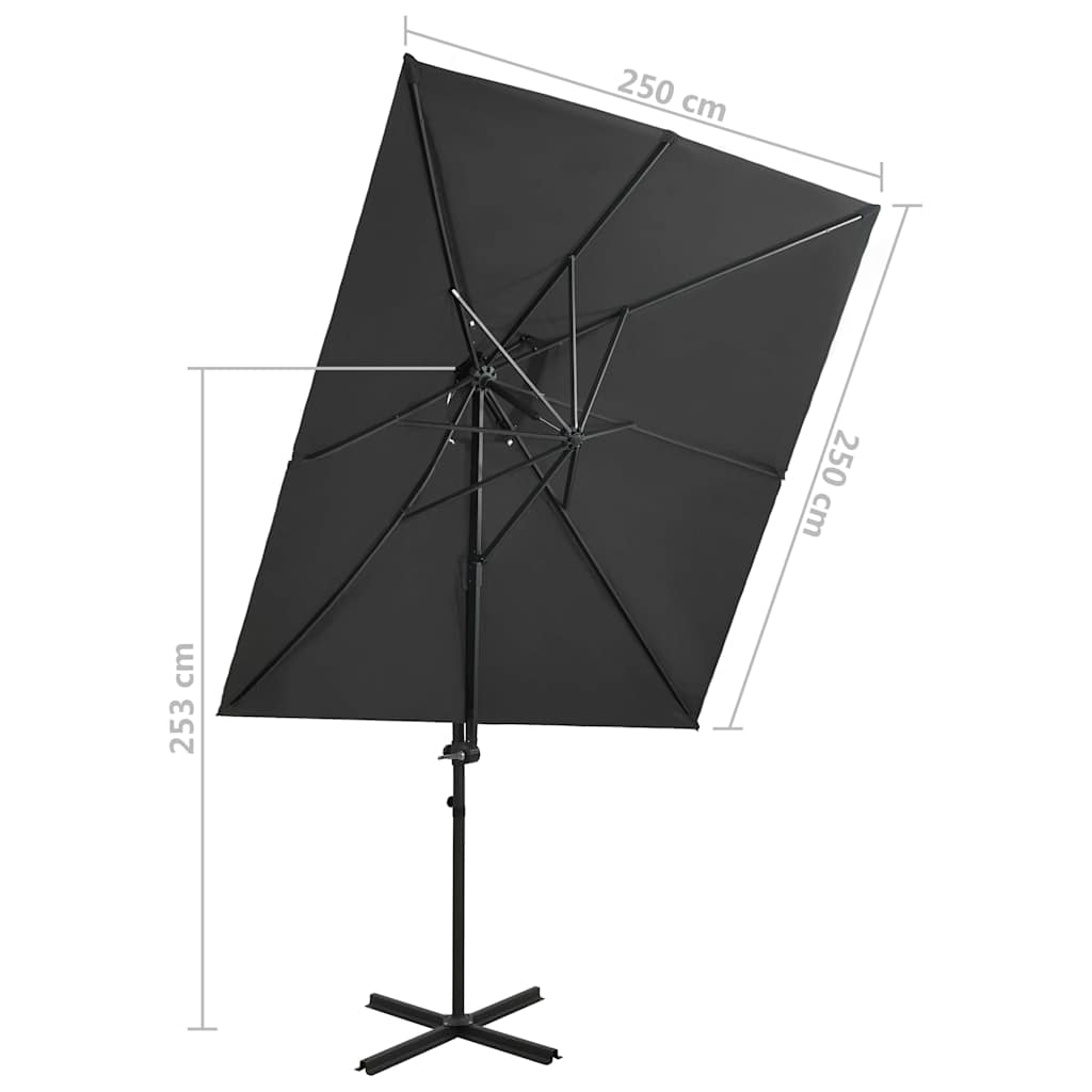 Ombrellone a Sbalzo con Doppia Copertura 250x250 cm Antracite