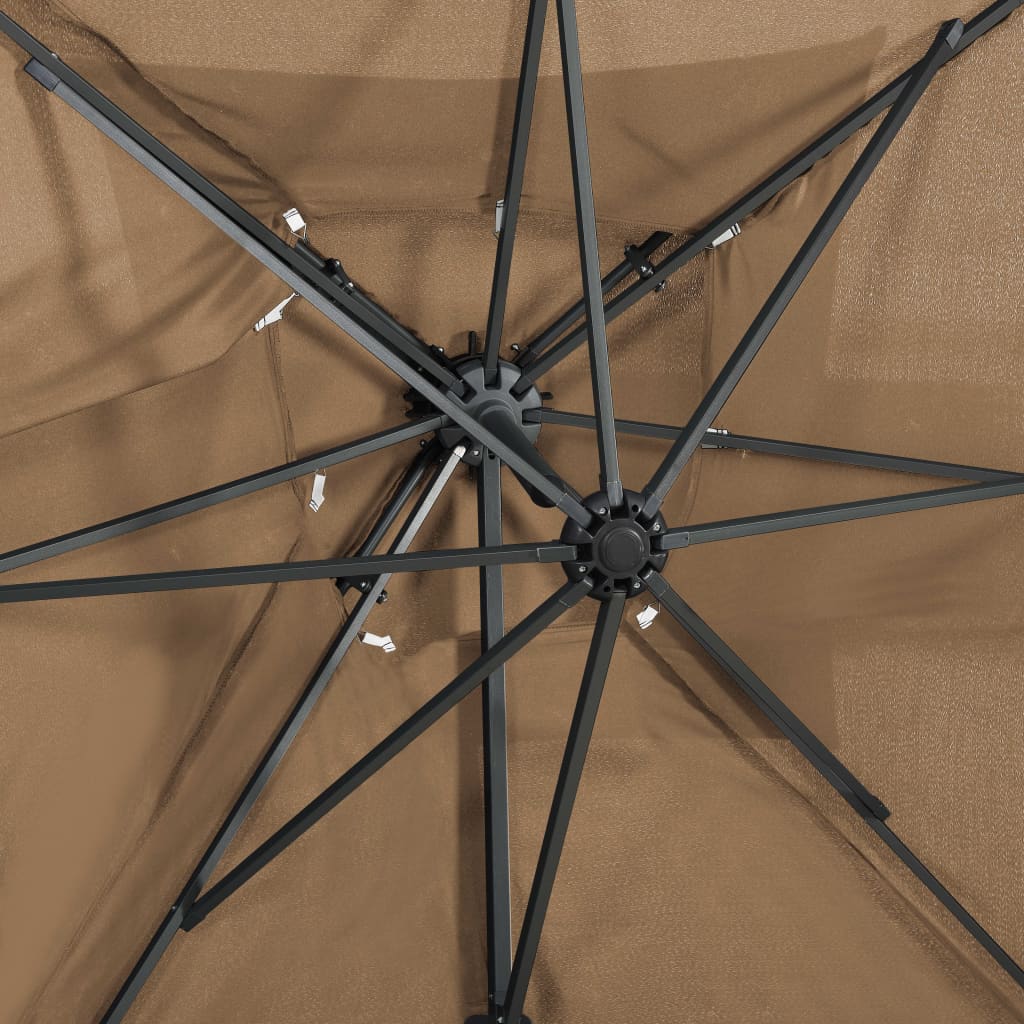 Ombrellone a Sbalzo con Doppia Copertura 250x250 cm Tortora