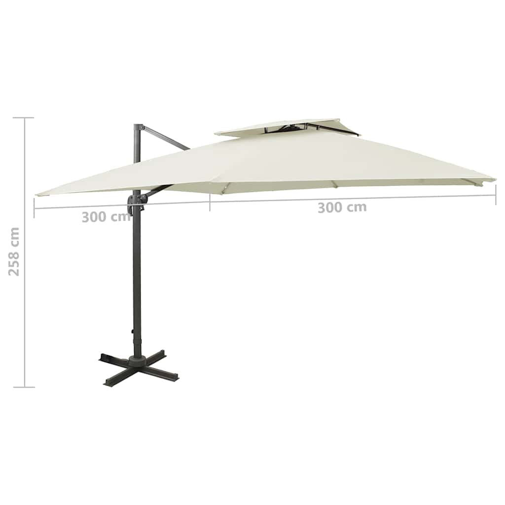 Ombrellone da giardino a sbalzo con doppio piano 300x300 cm Sabbia