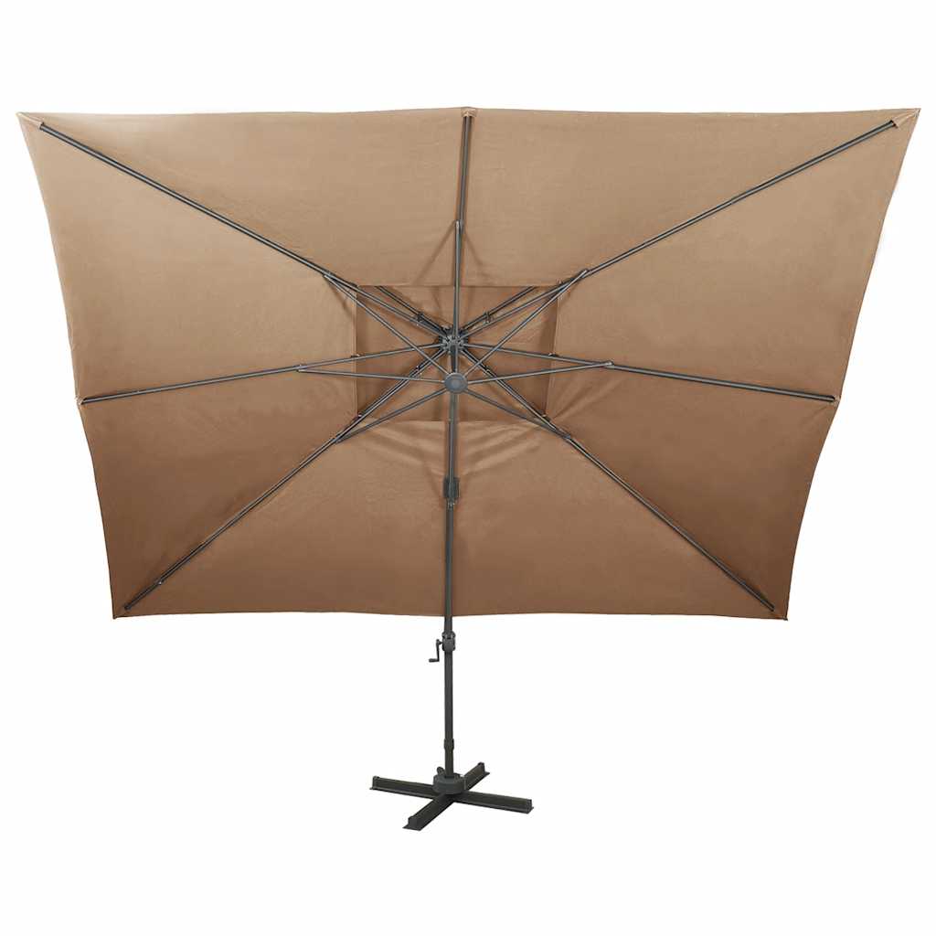 Ombrellone a Sbalzo con Doppia Copertura 400x300 cm Tortora