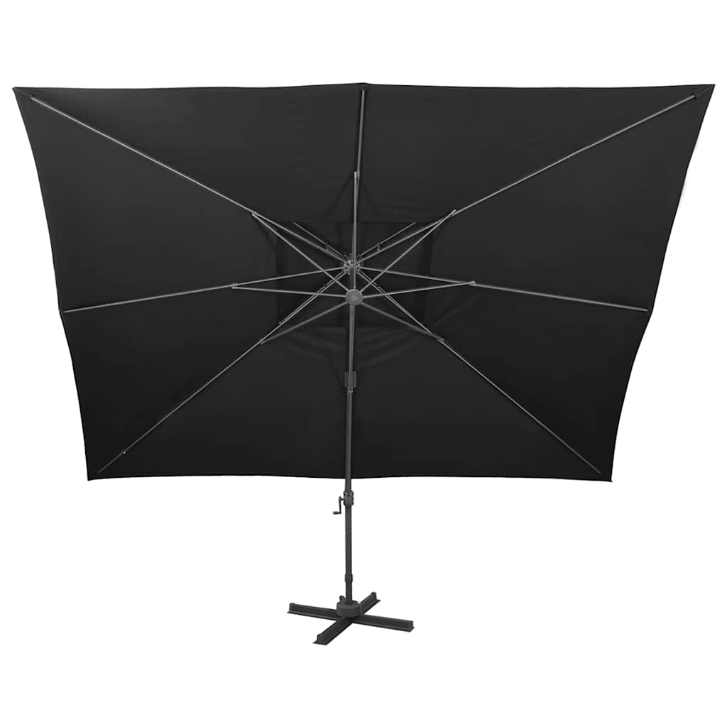 Ombrellone da giardino a sbalzo con doppio piano nero 400x300 cm