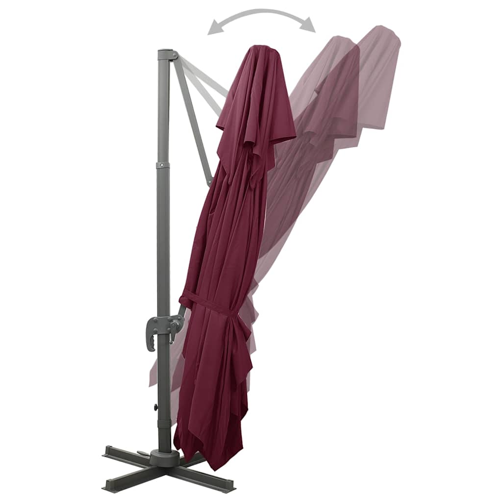 Ombrellone da giardino a sbalzo con doppio piano rosso bordeaux 400x300 cm