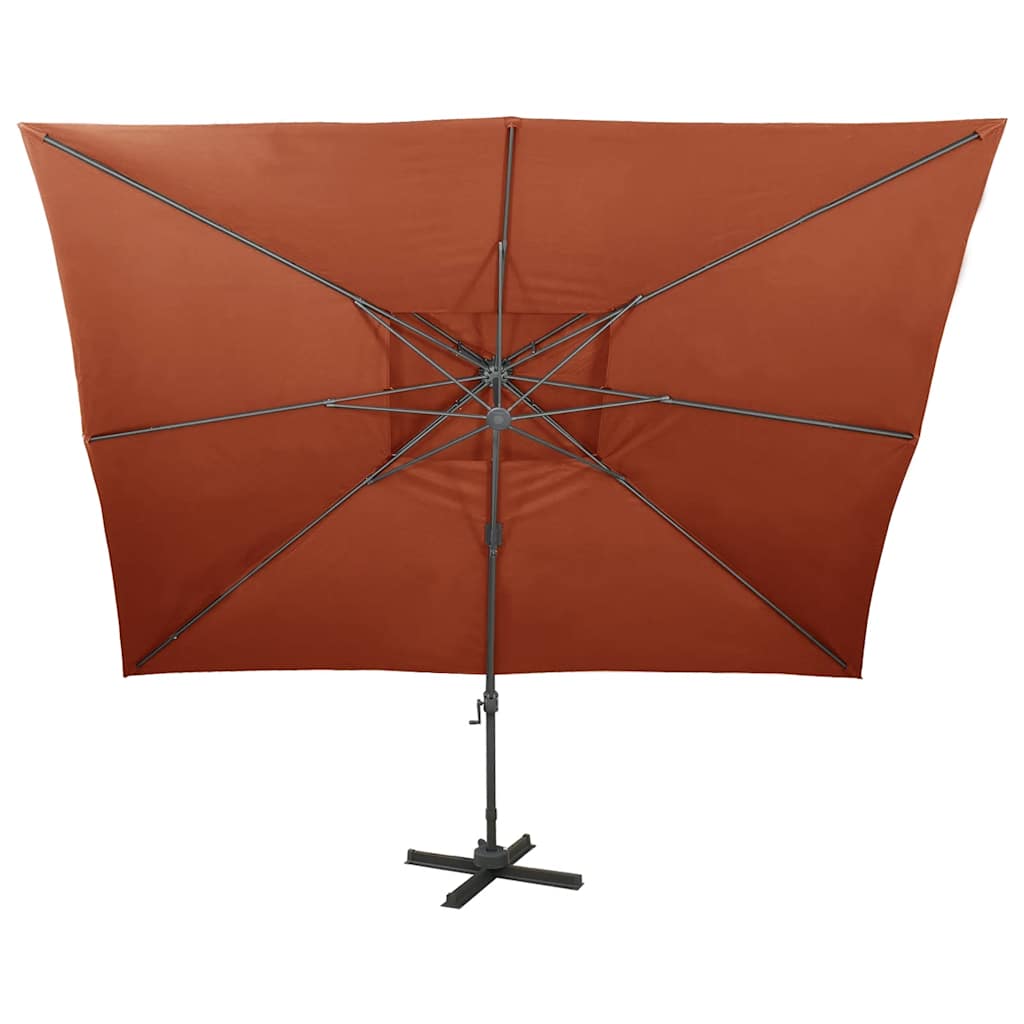 Ombrellone da giardino a sbalzo con doppio piano in terracotta 400x300 cm