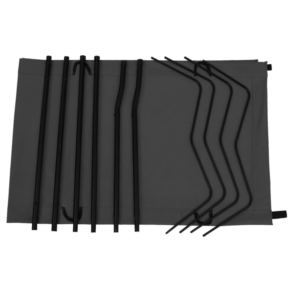 Lettino da Campeggio 180x60x19cm Tessuto Oxford e Acciaio Nero