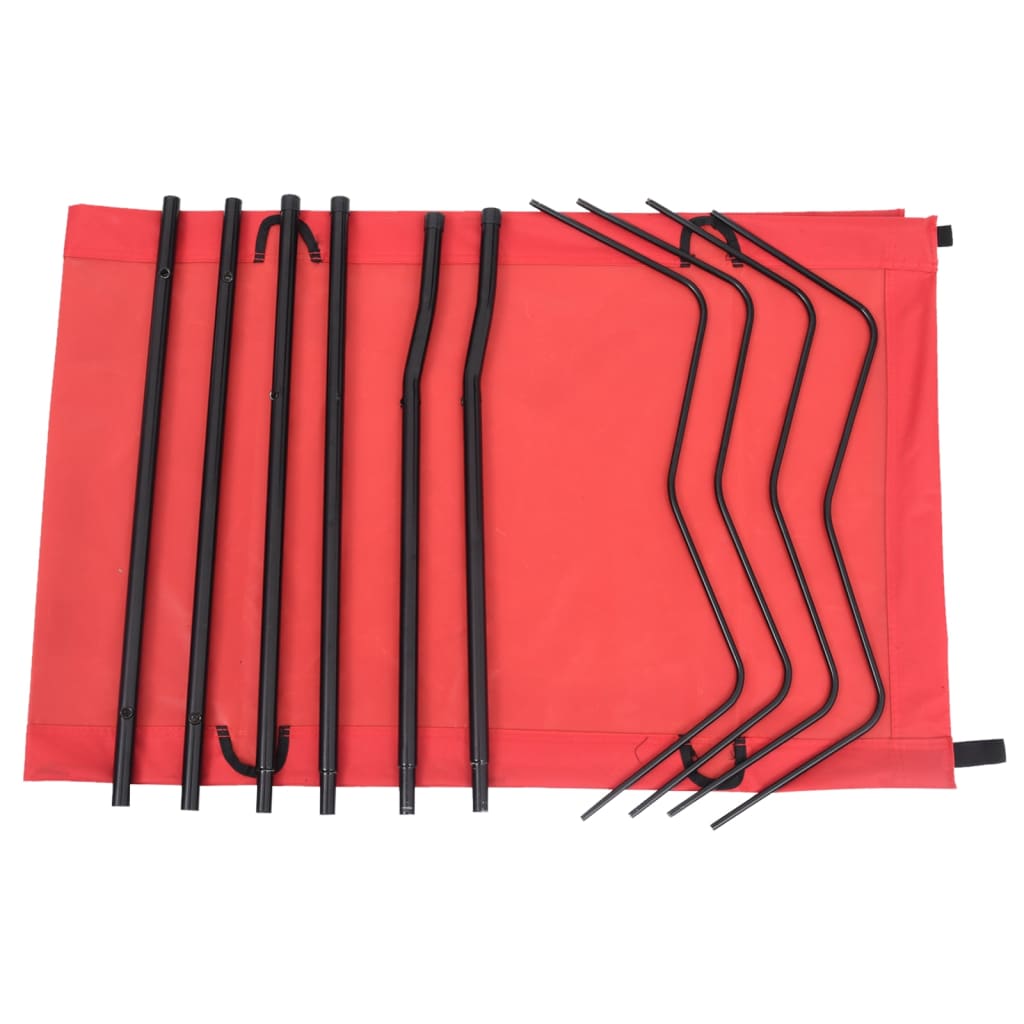 Letto da Campeggio 180x60x19 cm Tessuto Oxford e Acciaio Rosso