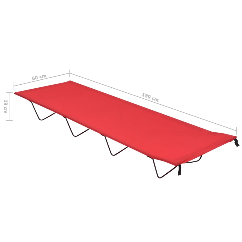 Letto da Campeggio 180x60x19 cm Tessuto Oxford e Acciaio Rosso