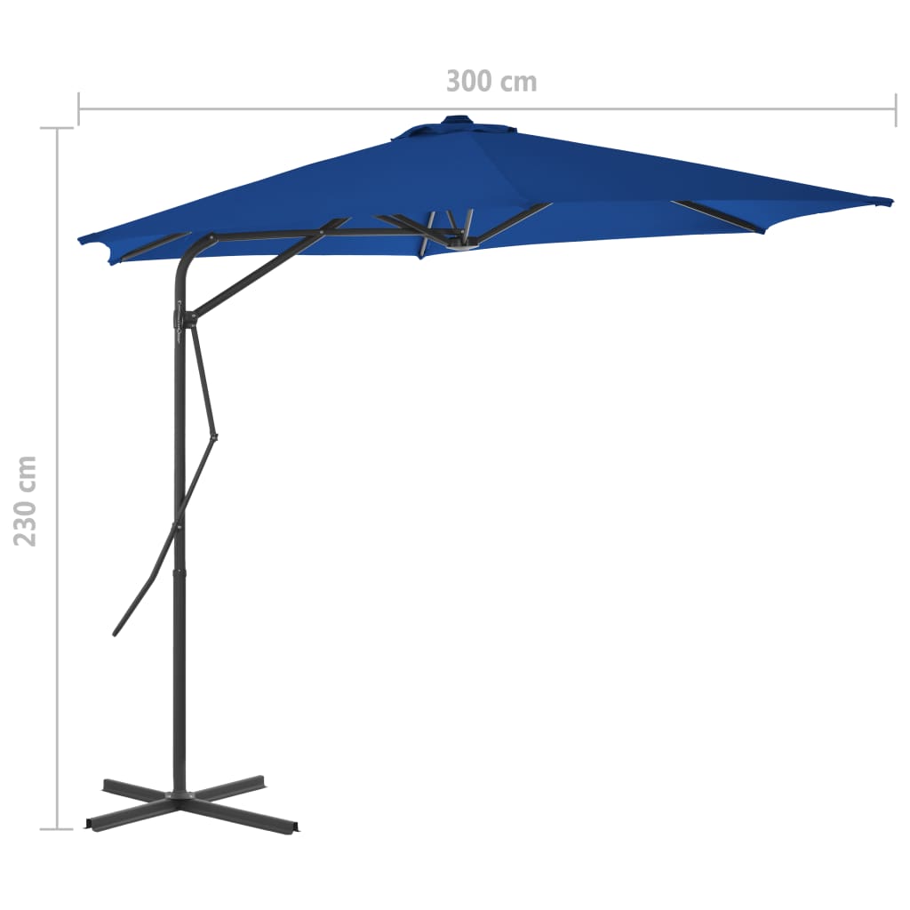 Ombrellone da Giardino con Palo in Acciaio Blu 300x230 cm