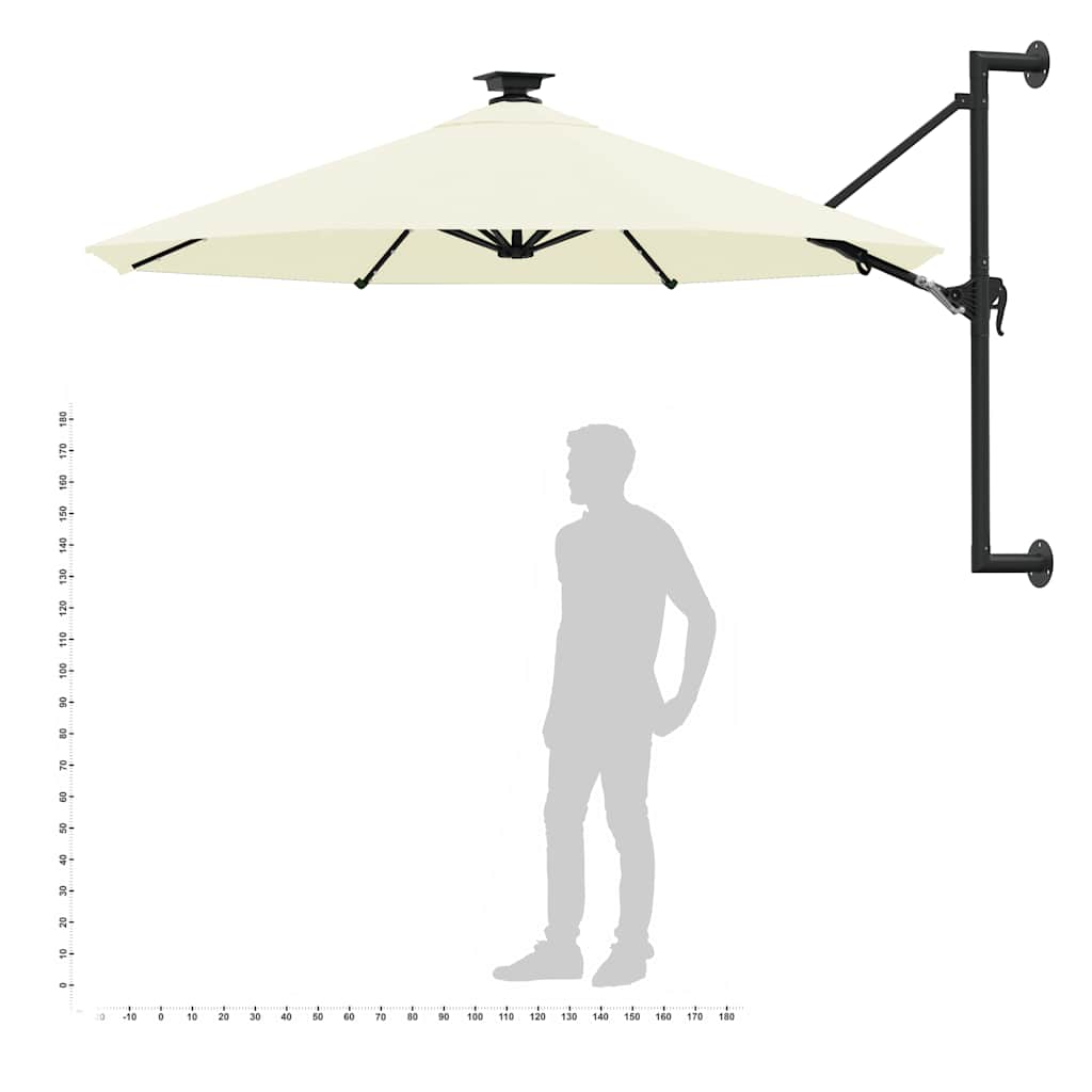 Ombrellone da Giardino a Parete con LED 300 cm Sabbia