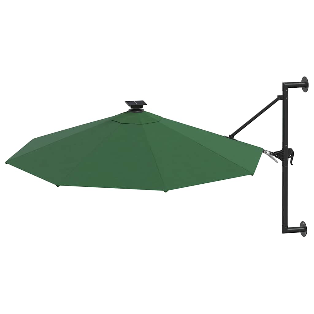Ombrellone da Giardino a Parete con LED 300 cm Verde