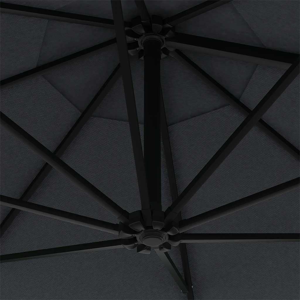 Ombrellone da Giardino a Parete con LED 300 cm Antracite