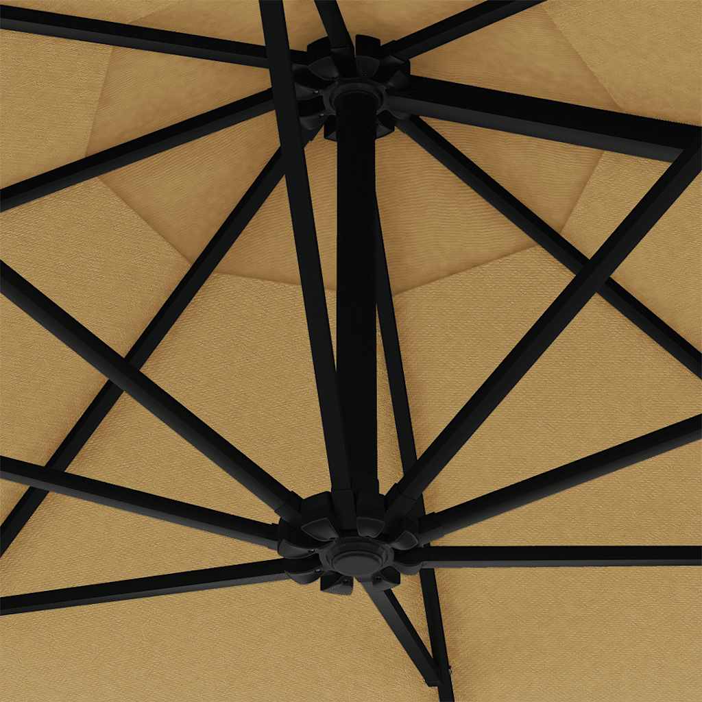 Ombrellone da Giardino a Parete con LED 300 cm Tortora