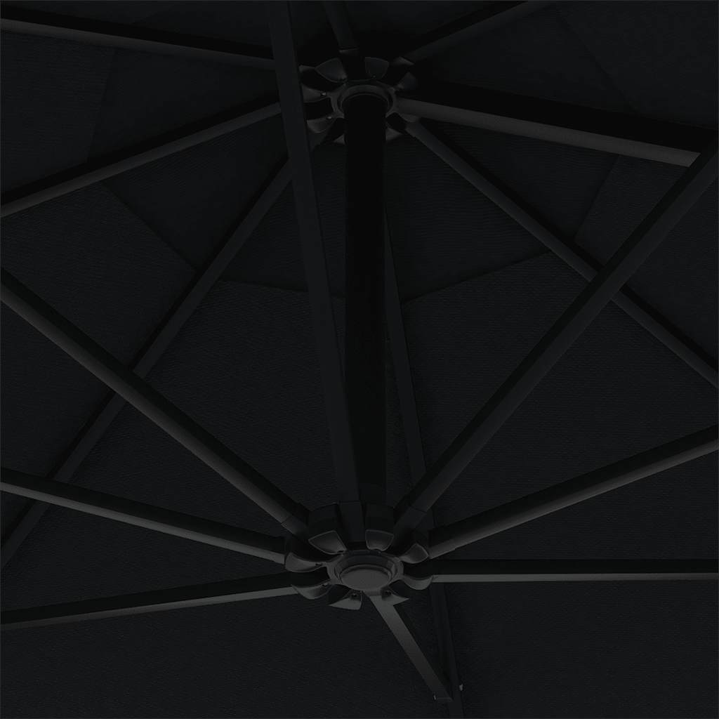 Ombrellone da Giardino a Parete con LED 300 cm Nero