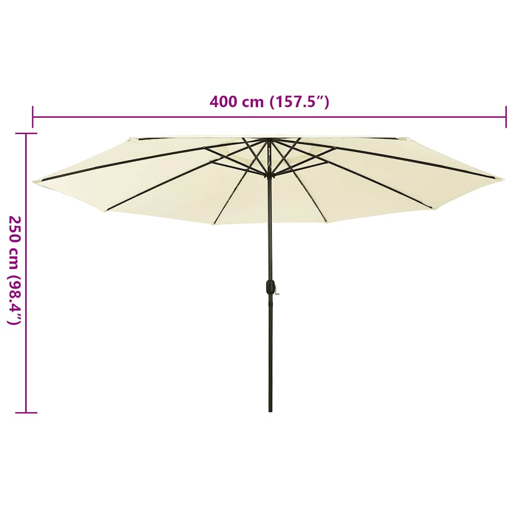 Ombrellone da Giardino con Luci LED 400 cm Sabbia