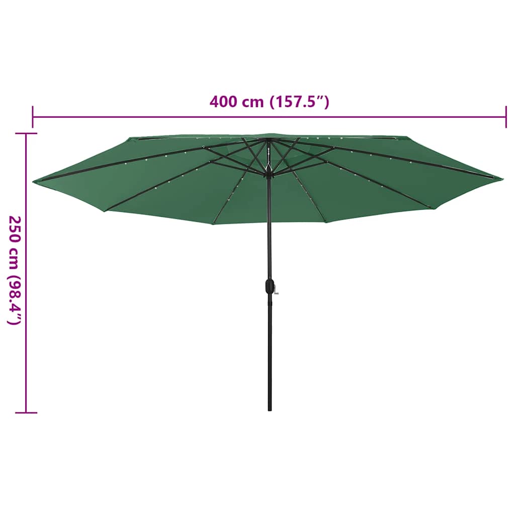 Ombrellone da Giardino con Luci LED 400 cm Verde