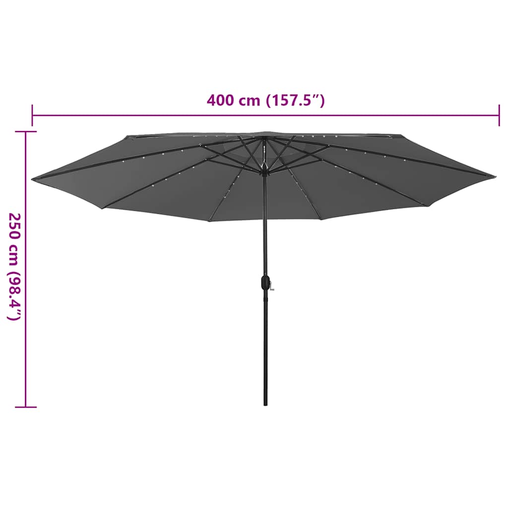 Ombrellone da Giardino con Luci LED 400 cm Antracite