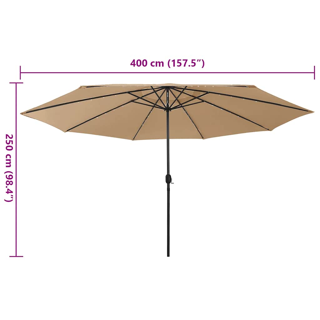Ombrellone da Giardino con Luci LED 400 cm Tortora