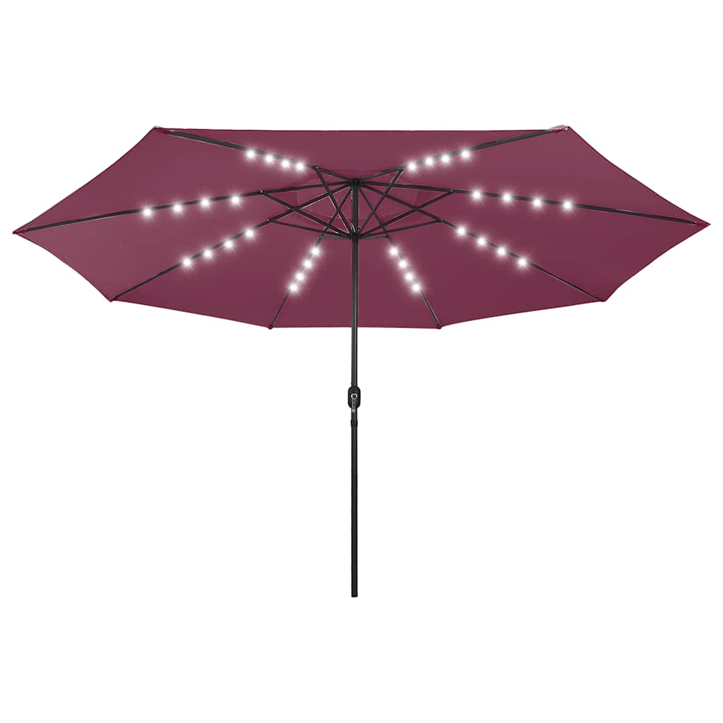 Ombrellone da Giardino con Luci LED 400 cm Rosso Bordò