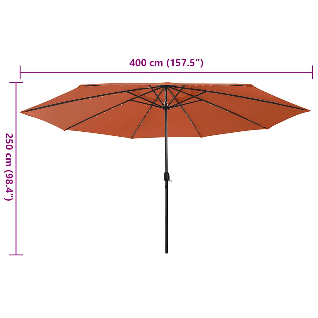 Ombrellone da Giardino con Luci LED 400 cm Terracotta